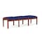 Lesro Lenox Wood 3 Seat Bench Wood Frame, Cherry, OH Cobalt Upholstery LW3001 - alternate 2